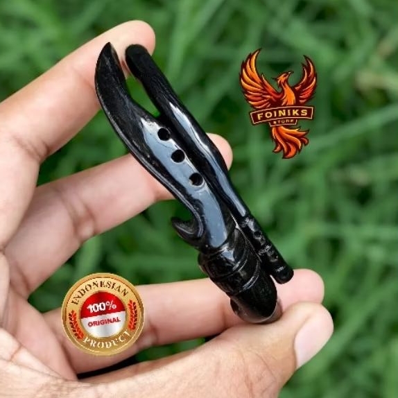 gelang akar bahar hitam asli ukir kujang 100% original