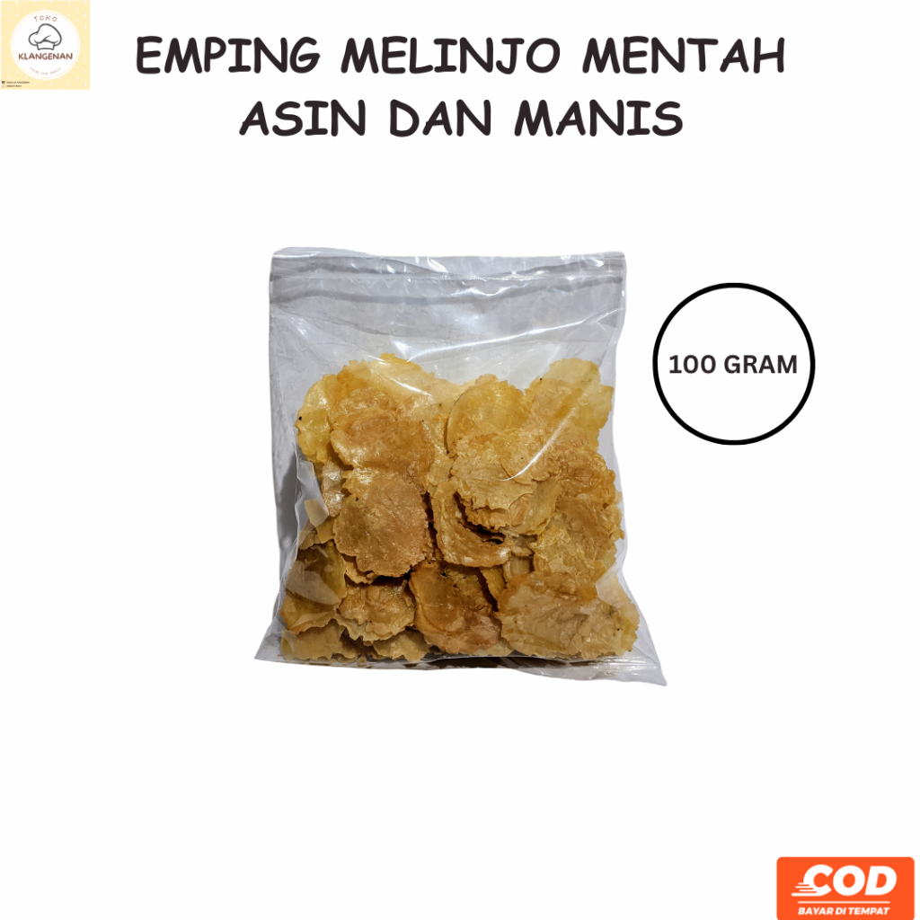 

Emping Melinjo Mentah Rasa Asin Dan Manis Kemasan 100 Gram Siap Goreng