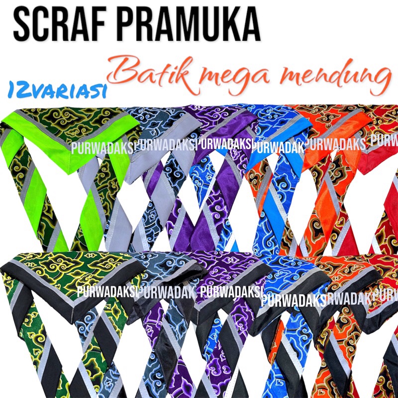 TERMURAH Scraft Pramuka Batik Mega Mendung scarf Menyala skraf Scout Nyala Scraft Pramuka Batik Mega