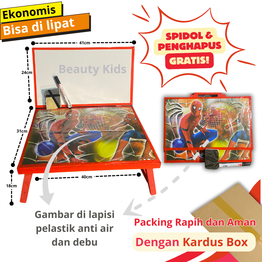

Beauty kids- set papan tulis lipat plus meja belajar karakter lengkap dengan spidol dan penghapus gambar DILAPISI PLASTIK AN