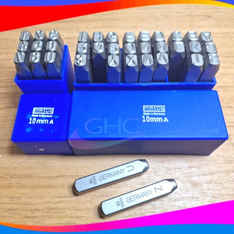 Original Alat Ketok Angka Dan Huruf 10mm Masus Germany 36Pcs Paket Ketokan Nomer Rangka Mesin