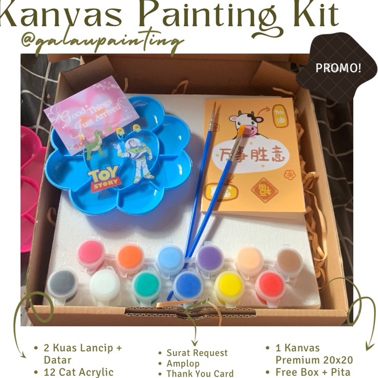 

Hadir Favorit Paket Lukis Kanvas Set Gift Box Painting Kit Set Lukis Murah Paket Melukis by galaupainting