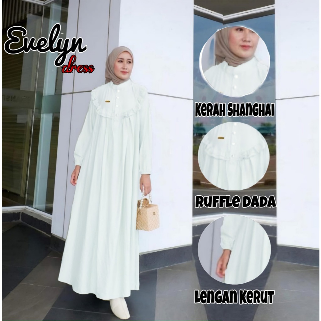 Gamis Crinkle Busui Kancing Depan - Gamis Polos Ruffle Dada - Gamis Crinkle Jumbo