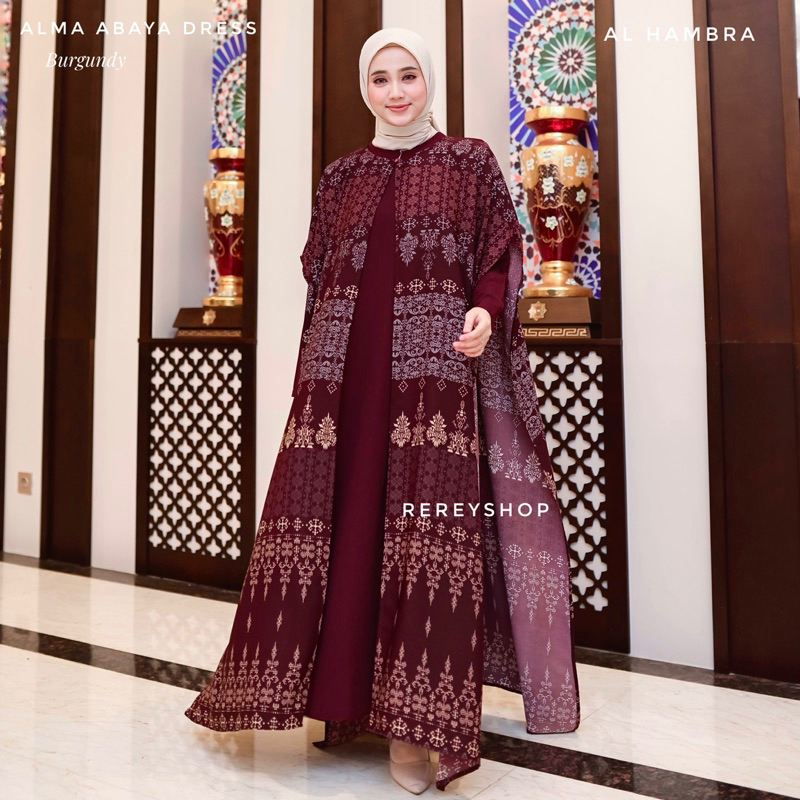 Rereyshop Alma Abaya (2in1 with inner) Mom Only - Gamis Ramadhan Couple Nyaman Dress Couple Pasangan