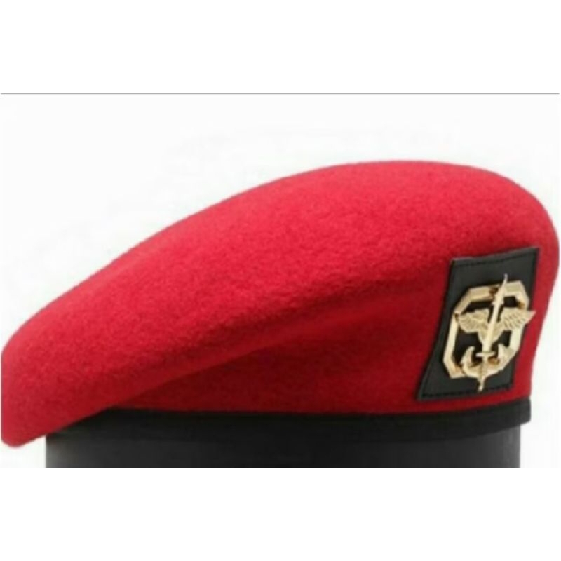 Baret Merah Kopassus + Emblem TNI AD