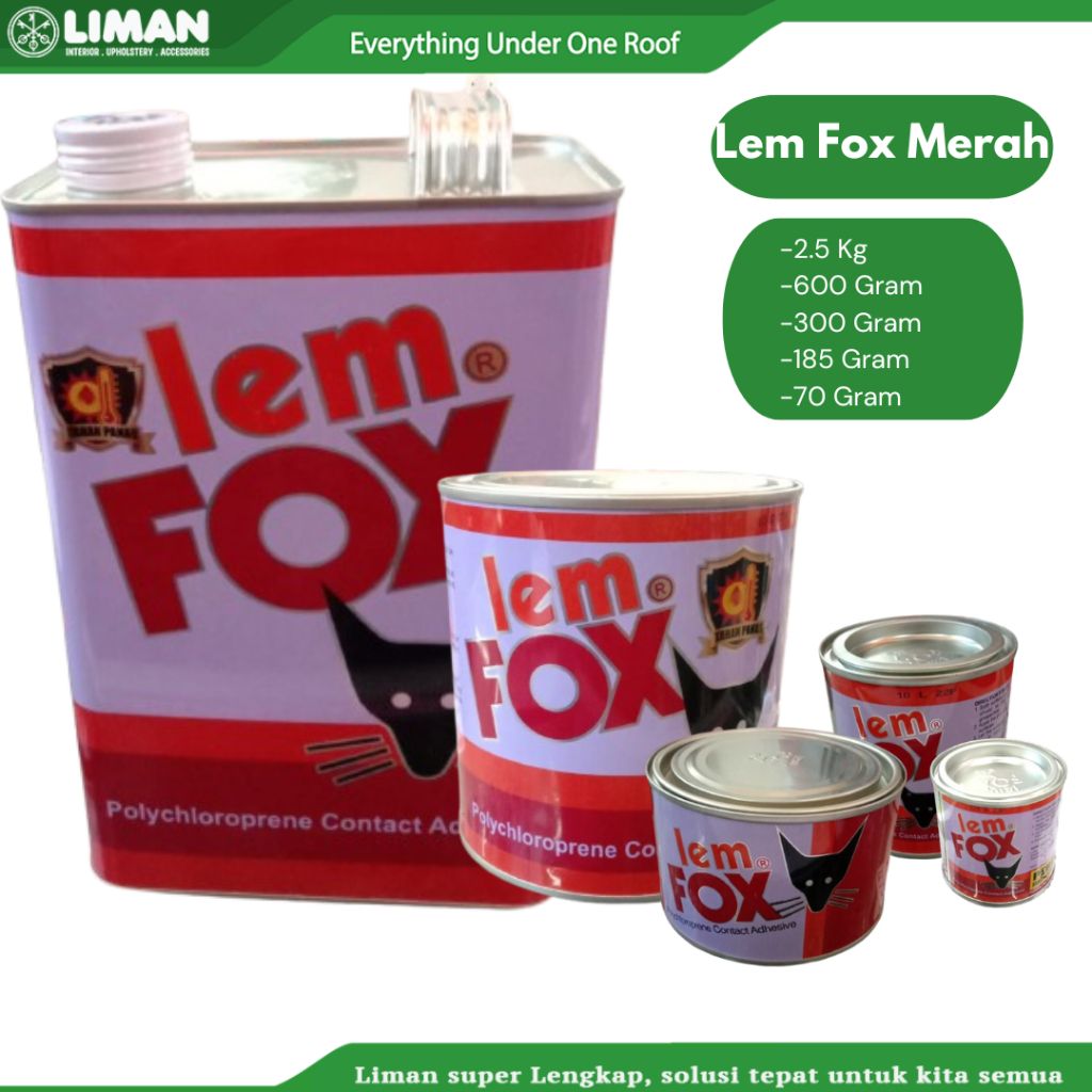 

Lem Fox Merah / Lem Sepatu / Lem Kulit / Karpet / dll