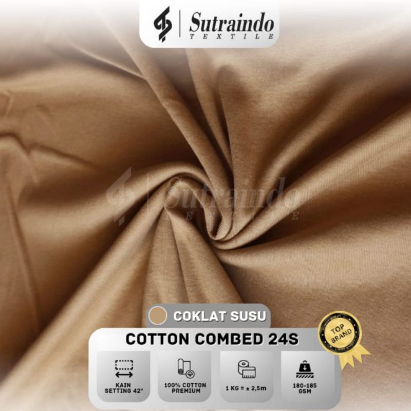 KAIN COTTON COMBED 24S (COKLAT SUSU) PER 0.5 KG
