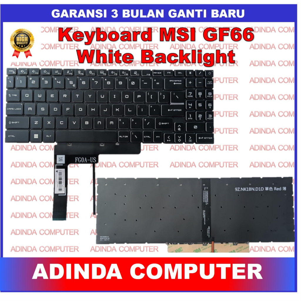 Keyboard MSI GF66 White Backlight