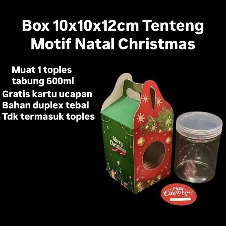 

(10pcs) Dus Jinjing Natal Packaging Toples Kuker 600ml Gable Box Hampers Souvenir Xmas 10x10x12xcm