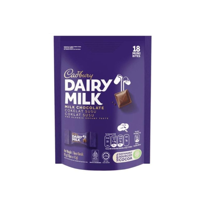 

Cadburry dairy milk cokelat sharebag isi 18pcs