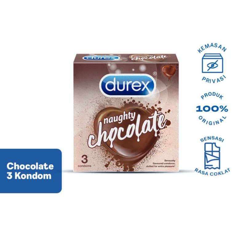 Durex naughty coklat 3 pcs ( kondom rasa coklat )