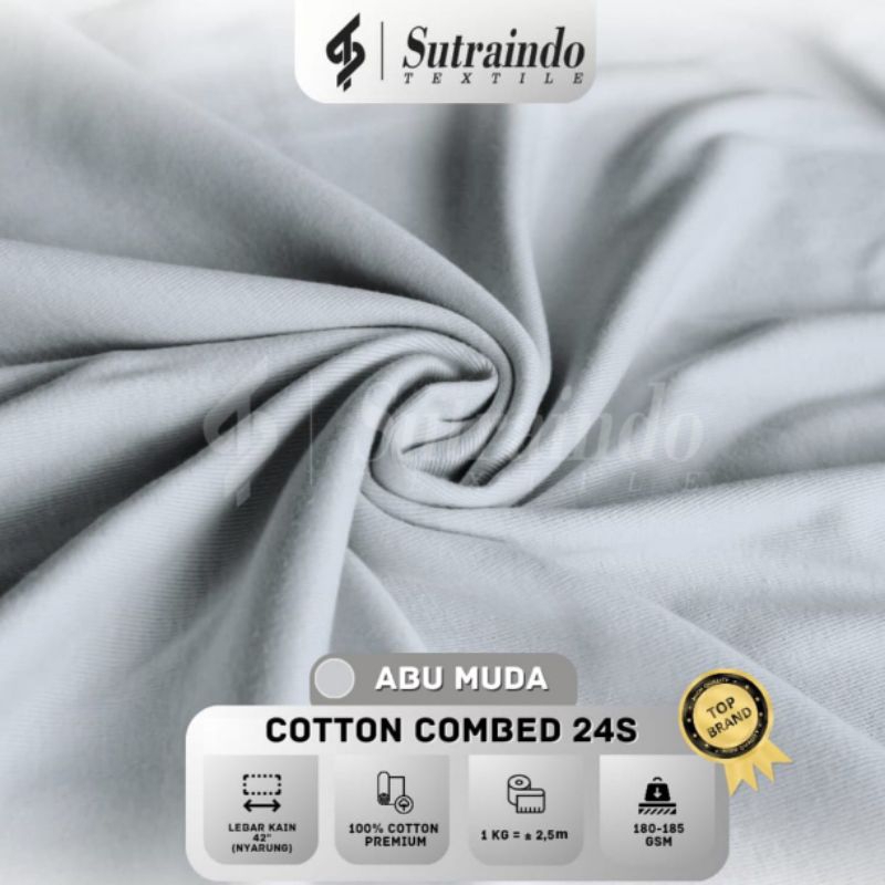 KAIN COTTON COMBED 24S (ABU MUDA) PER 0.5 KG