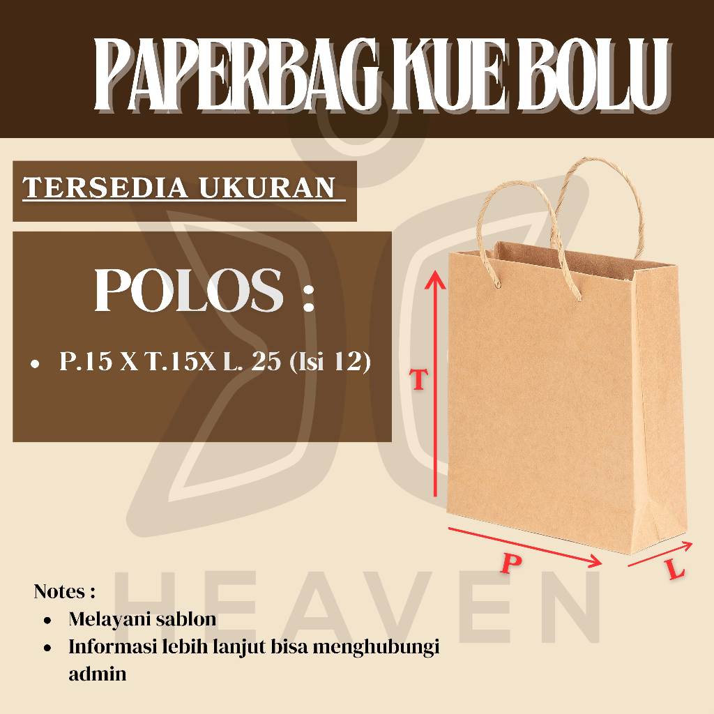 

PaperBag Kue Bolu(15x15x25)|Paper Bag Polos Coklat | Paper Bag Polos Tali souvenir Kado Tas Hantaran