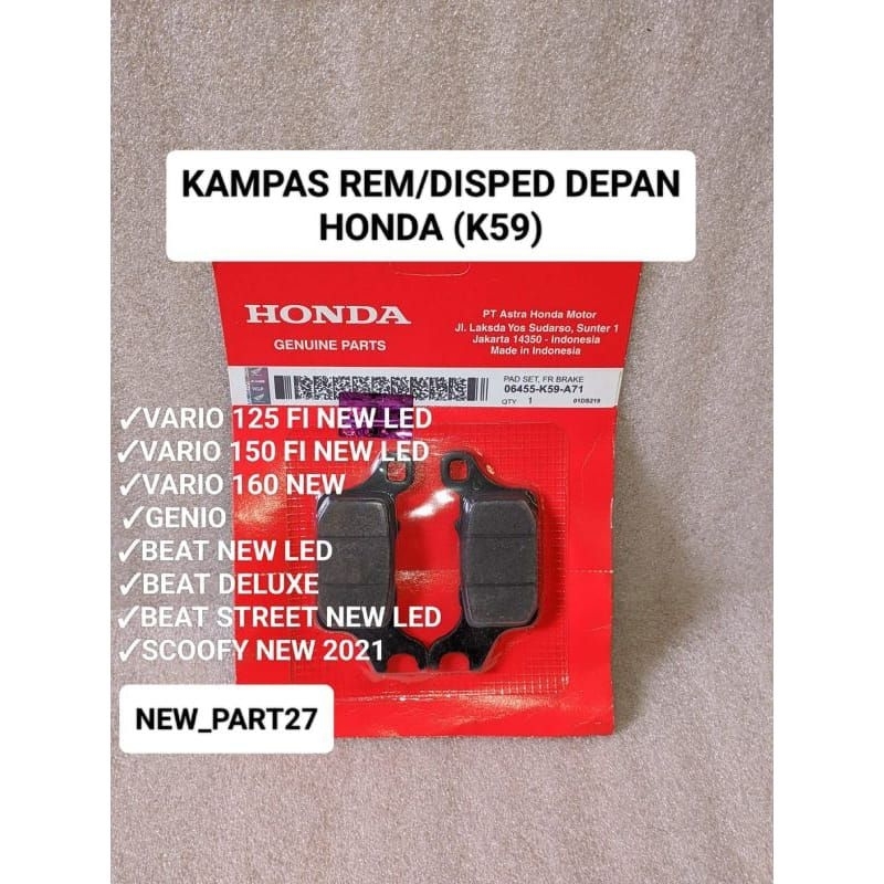 Kampas rem depan (K59) Vario 125/150/160 new led/Genio/beat new led/Scoopy new 2021/beat deluxe/beat