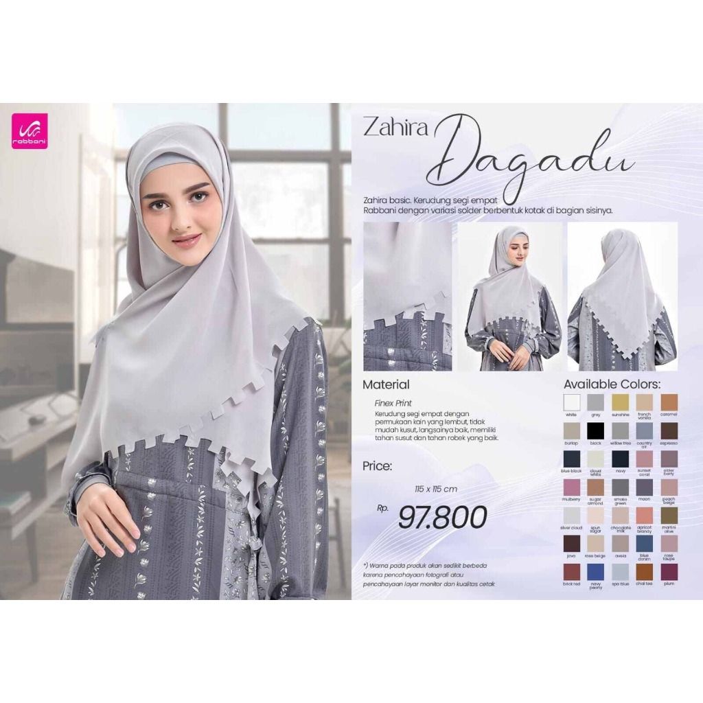 Rabbani - Zahira Dagadu Kerudung Segi Empat ORI RABBANI