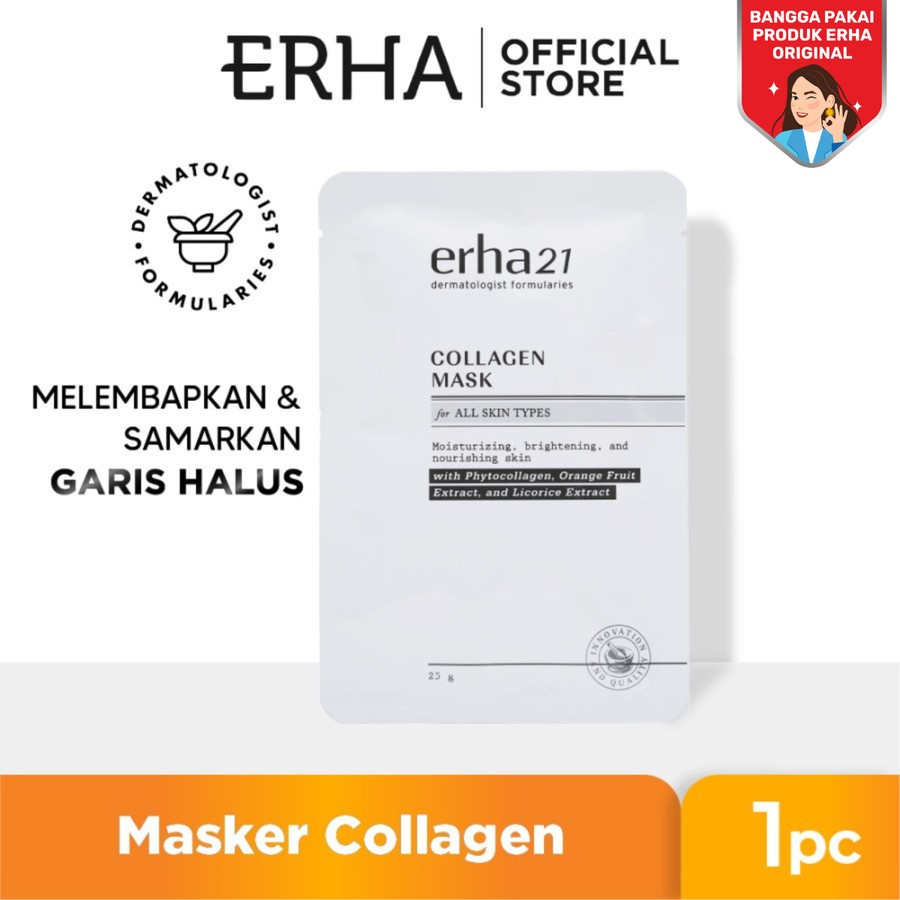 ERHA Collagen Mask with Phytocollagen Orange Fruit Extract & Licorice Extract 1 Pcs - Masker Kolagen