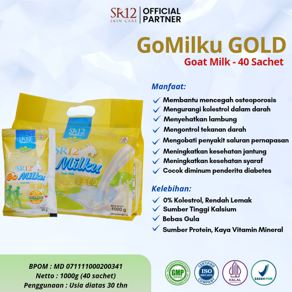 

SUSU GOMILKU GOLD SR12 KEMASAN SACHET 1 PACK ( PACK ISI 40 SACHET ) / VARIAN SACHET