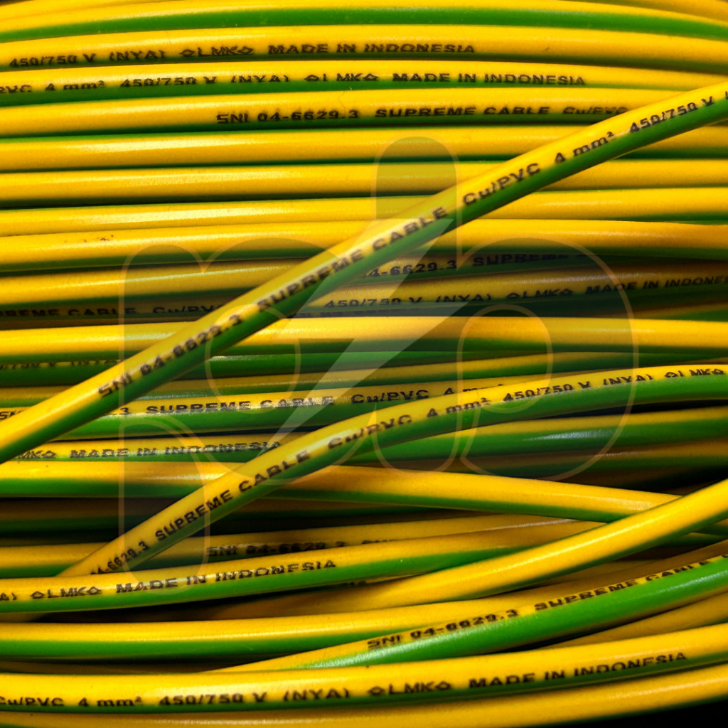 Kabel Grounding 4 mm Supreme / Kabel Grounding NYA 4mm Merk Supreme / Kabel NYA Kuning Hijau