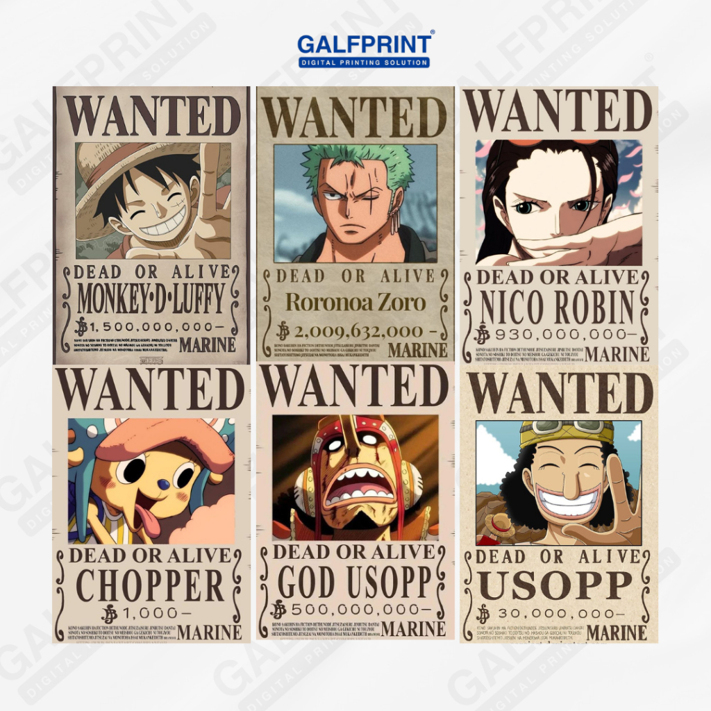 GALFPRINT STICKER POSTER A4 ONE PIECE WANTED / STIKER ANIME