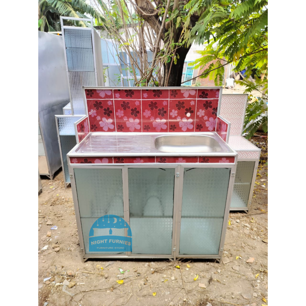 Meja / Rak Washtafel Aluminium 3 Pintu / rak meja wastafel / Rak Dapur / Rak Piring