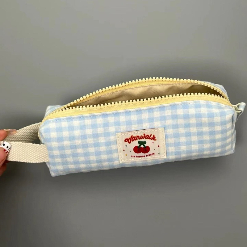 

[preorder-fordiala] dompet kotak pensil pen alat tulis chery biru ceri lucu petak kecil cantik murah