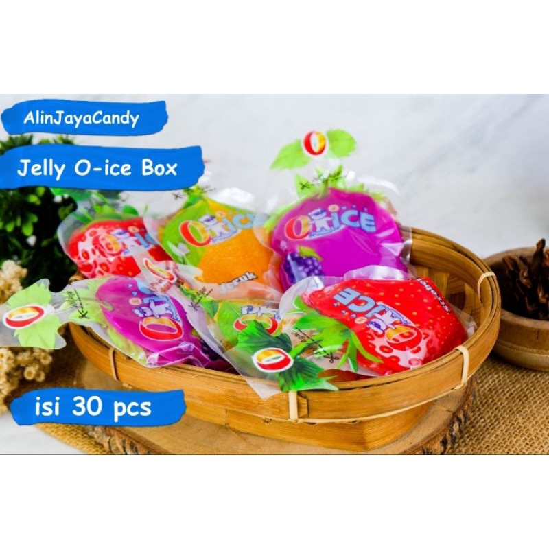 

Jelly O ice box isi 30 pcs jelly dengan varian rasa buah