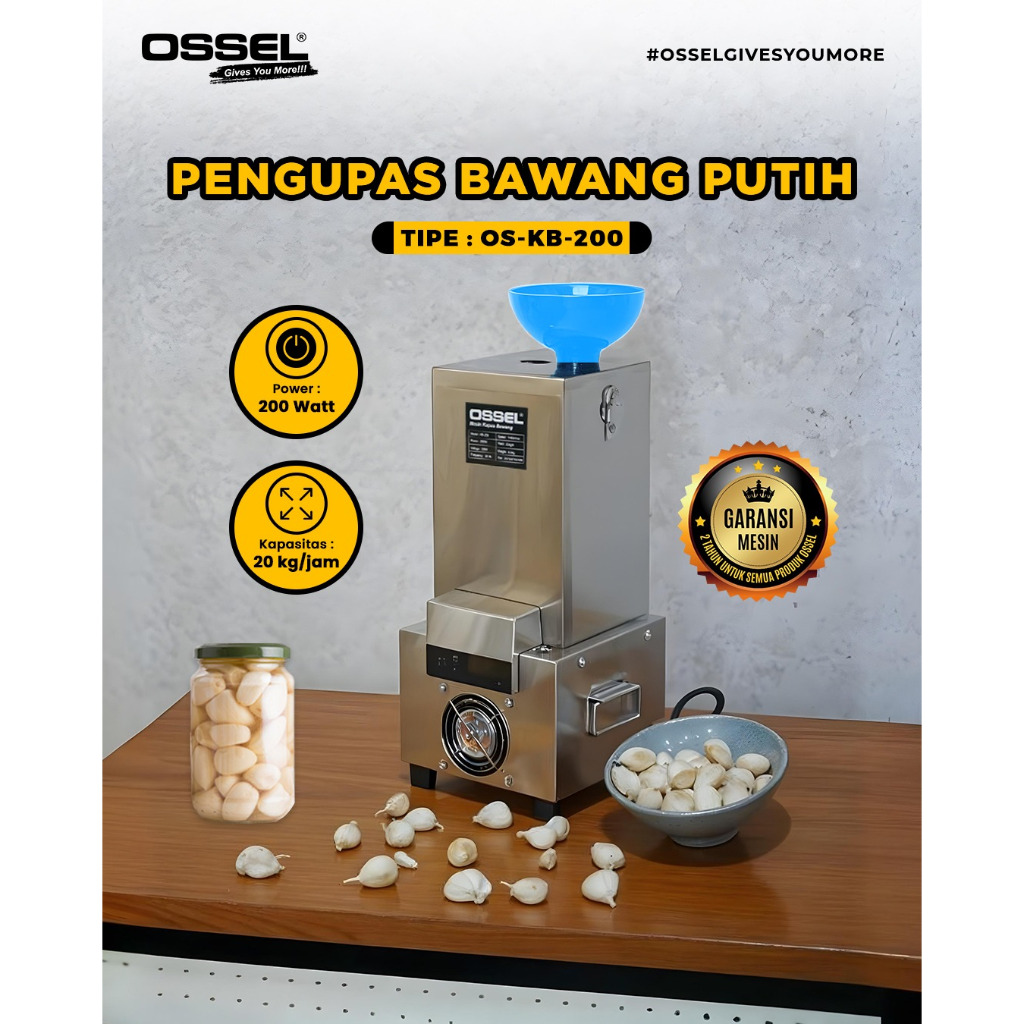 BERGARANSI Otomatis Mesin Kupas Bawang Putih Listrik Electric Garlic Peeler KB2000 OSSEL Mesin Kupas
