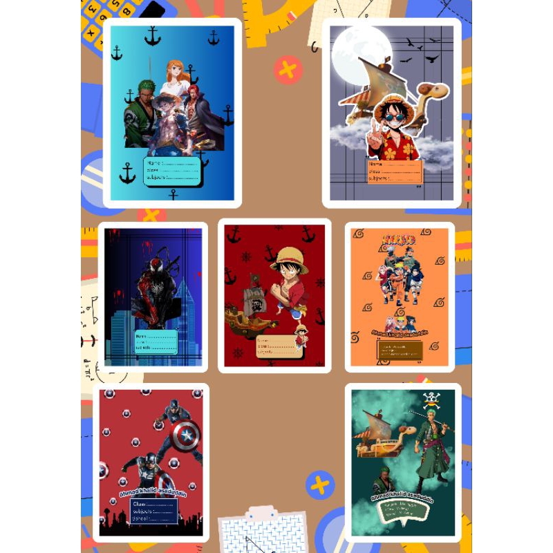 

SAMPUL BUKU karakter anime // bisa costum nama dll