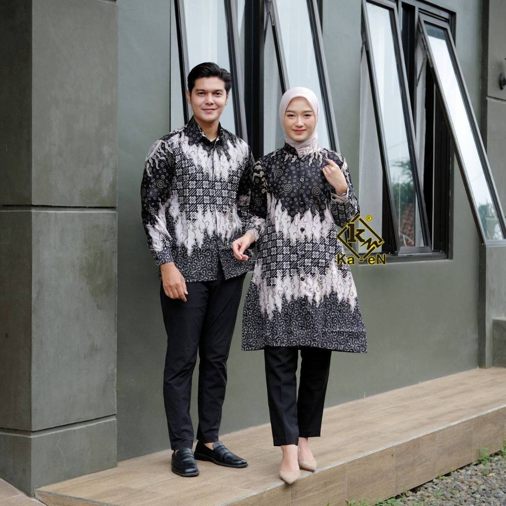[BISA COD]-KEMEJA BATIK COUPLE TUNIK TERBARU ARRIVAL KEKINIAN BAJU BATIK COUPLE KONDANGAN LENGAN PAN