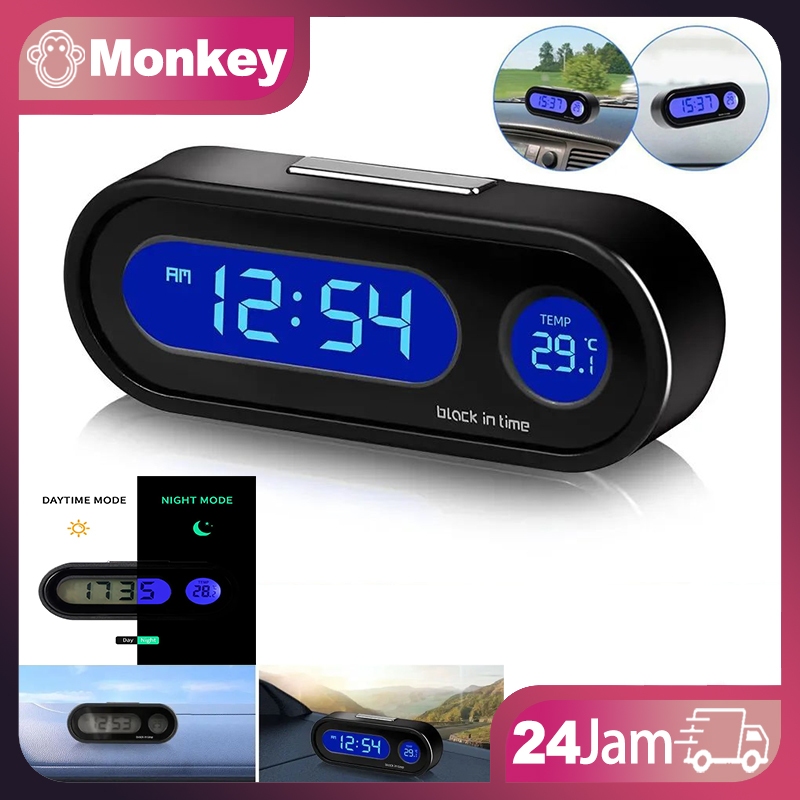 Termometer mobil/termometer jam mobil/led backlight/biru dengan termometer untuk dashboard mobil