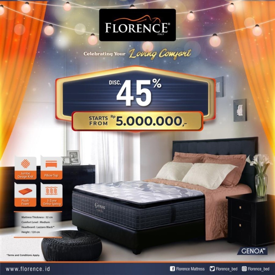 Kasur Spring Bed Florence Genoa 160 x 200 (kasur saja)