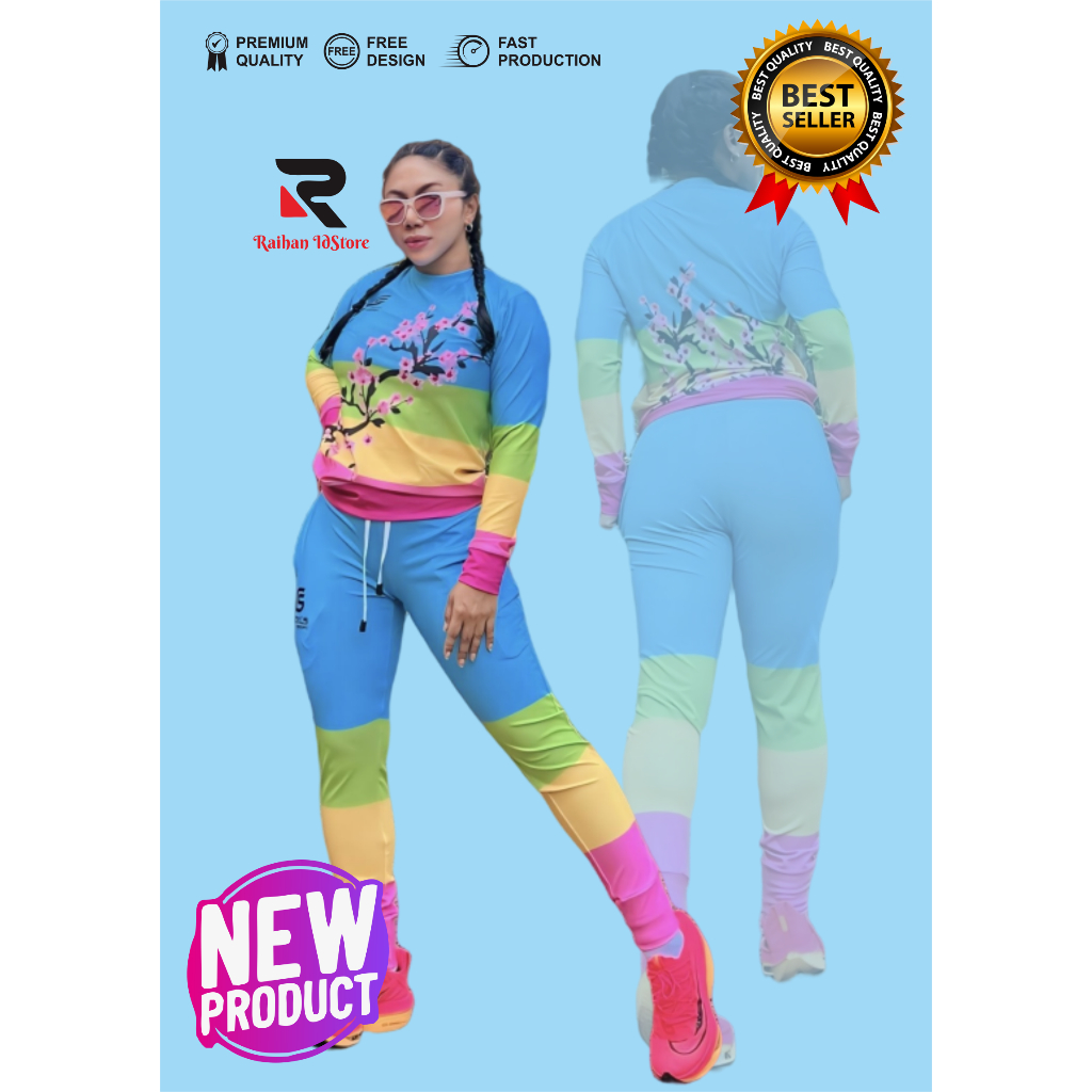 Stelan Baju Senam SXB GOALS BLOSSOMS JUMPER AND JOGGER