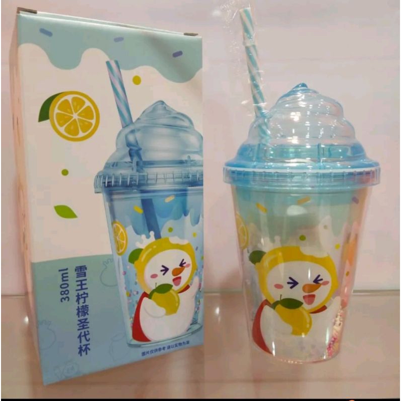 Tumbler Mixue biru - Gelas Mixue ice cream 380ml