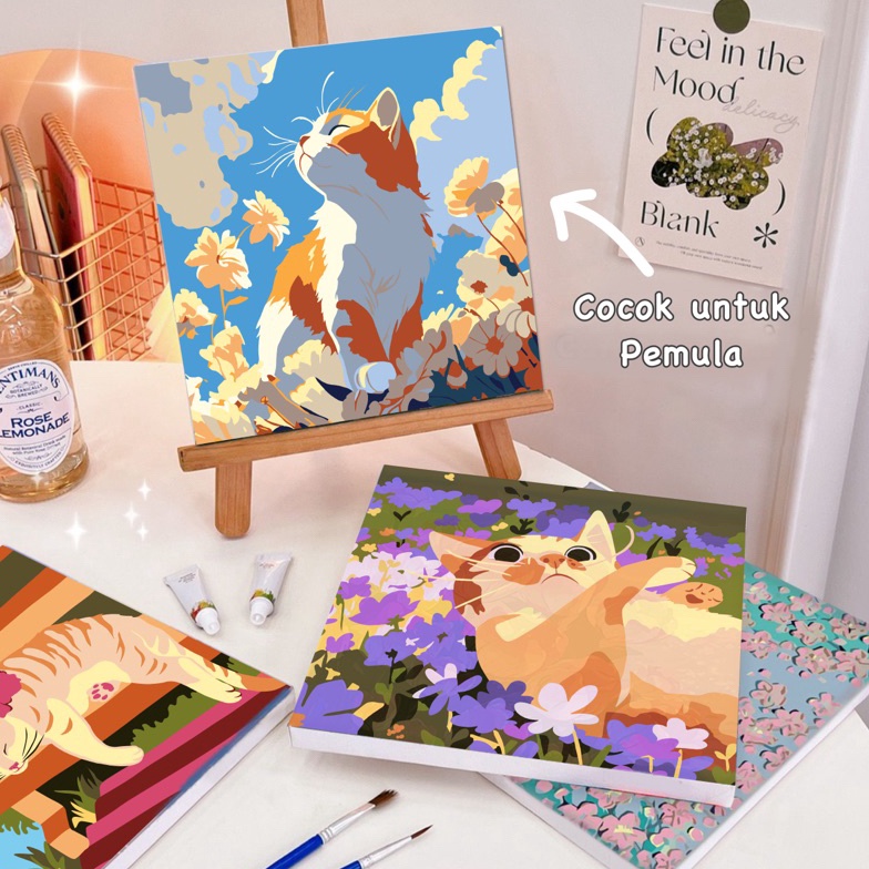 

KODE L68C Paint by Numbers KIT Flowers Cat Paint KIT DIY