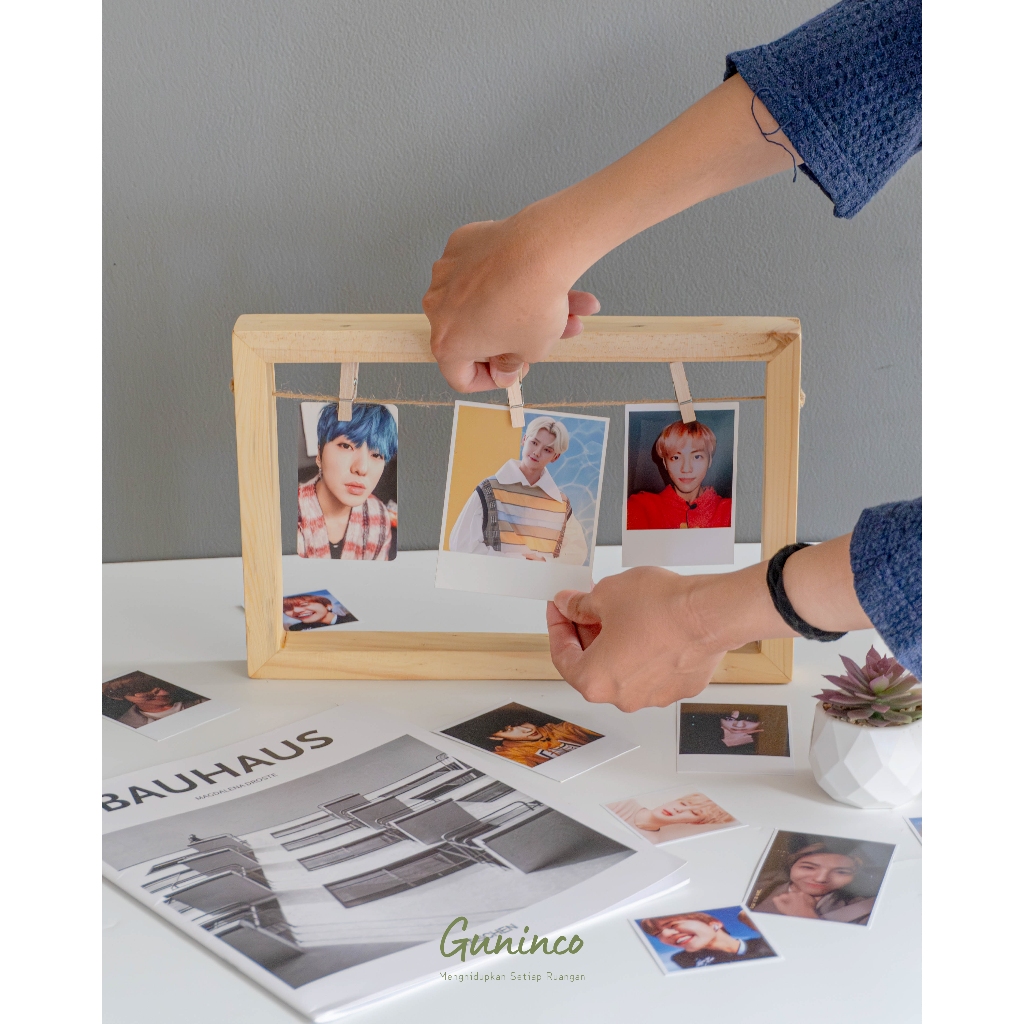 GUNINCO Wooden Photo Frame Bingkai Foto Jute Polaroid | Frame Foto Kayu Polaroid