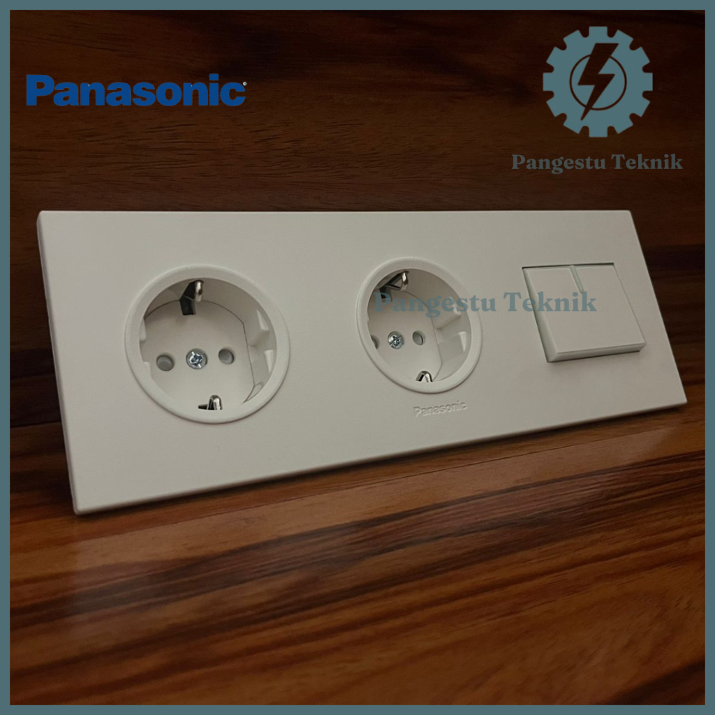 Panasonic Double Stop Kontak + Saklar Besar / Dua Stop Kontak + Saklar Seri Panasonic Style White Se