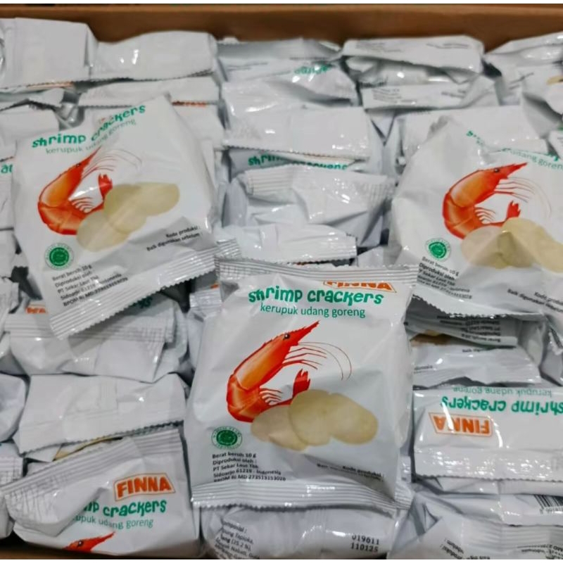 

Murah isi 30 Bungkus Kerupuk udang Finna siap makan / shrimp crackers Halal Gurih asin