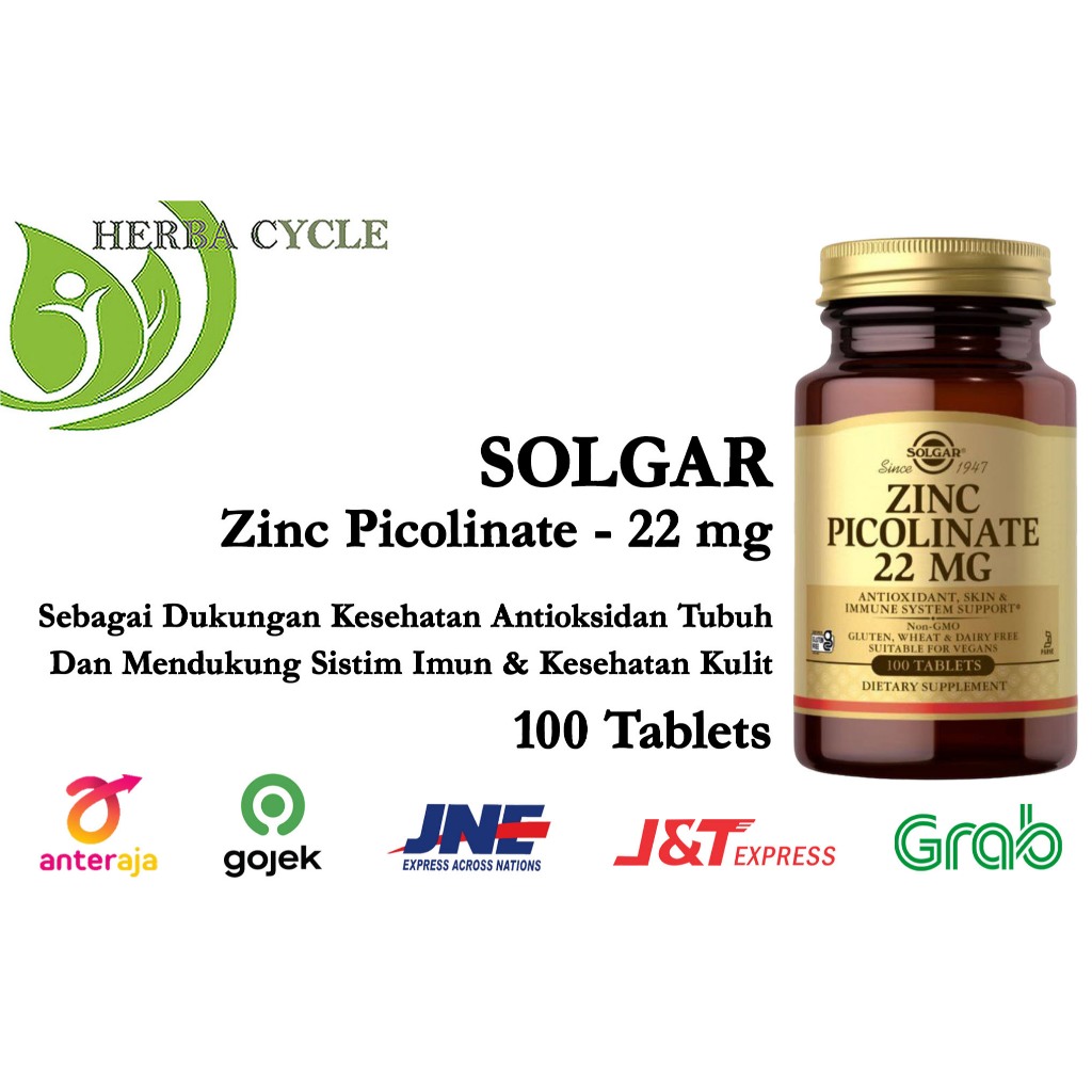Solgar Zinc Picolinate 100 Tablet Ori USA Vit Zinc Picolinate Solgar Zat besi Zinc Picolinate