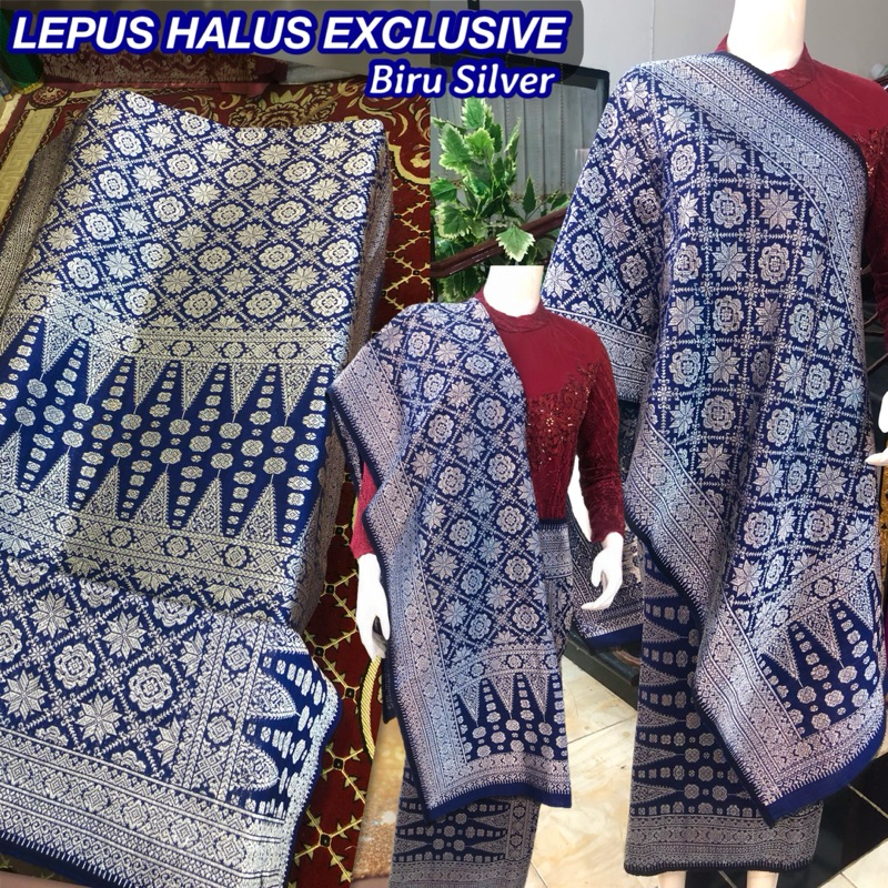 Songket Lepus Halus Exclusive warna Biru Silver  /songket tenun asli palembang /ilham songket palemb