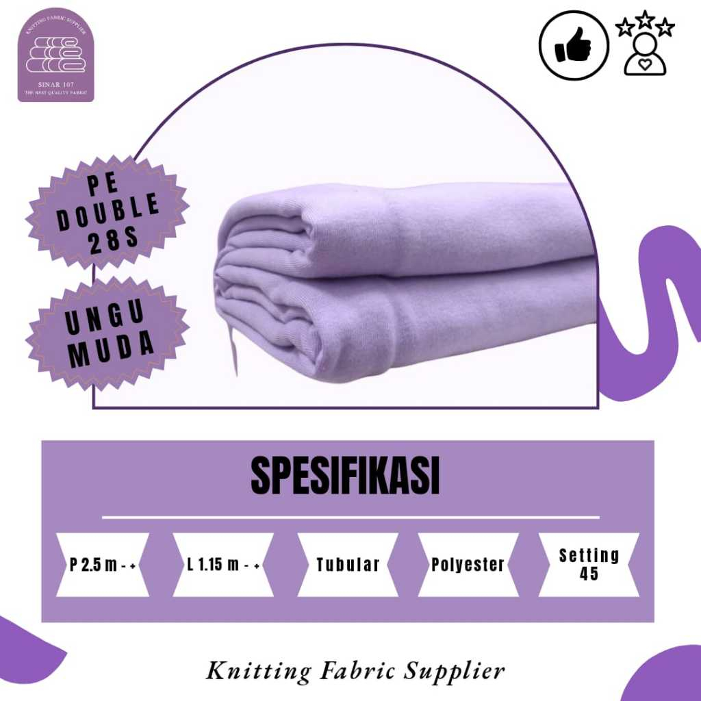 Kain kaos Pe double 28s kiloan | warna UNGU MUDA | SINAR107