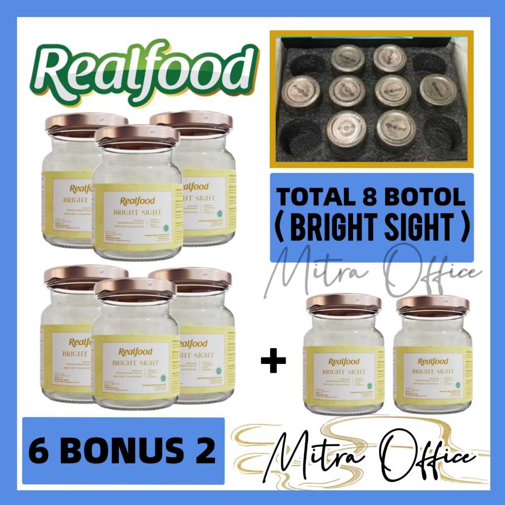 

Realfood Bright Sight 6 Gratis 2 = 8 Jar ( Minuman Sarang Burung Walet ) RO