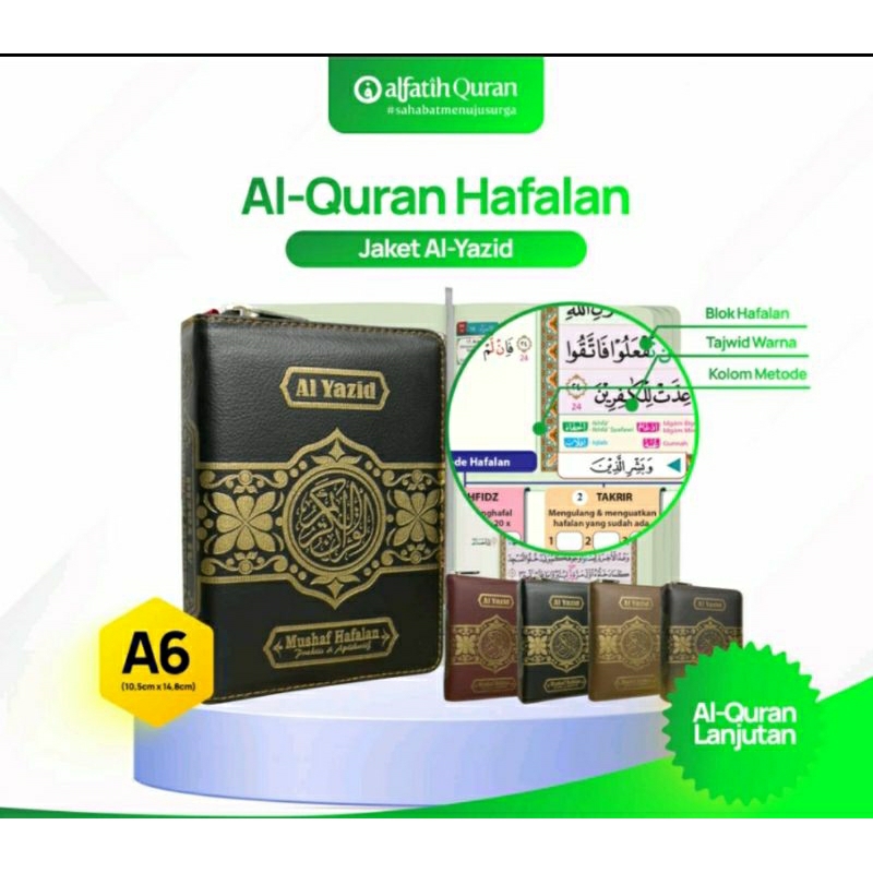 Alquran Hafalan | Alquran Al-Yazid Resleting | Alquran Resleting Hafalan Tajwid Warna Ukuran A6
