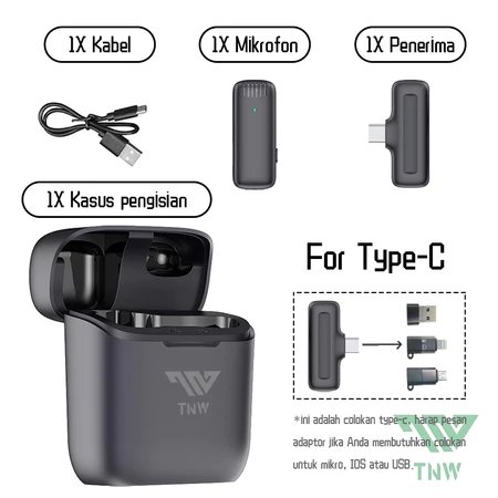 Mikrofon Nirkabel/ Lavalier dengan Kotak Pengisi Daya Wireless Microphone Mikrofon / Lapel Mini Micr