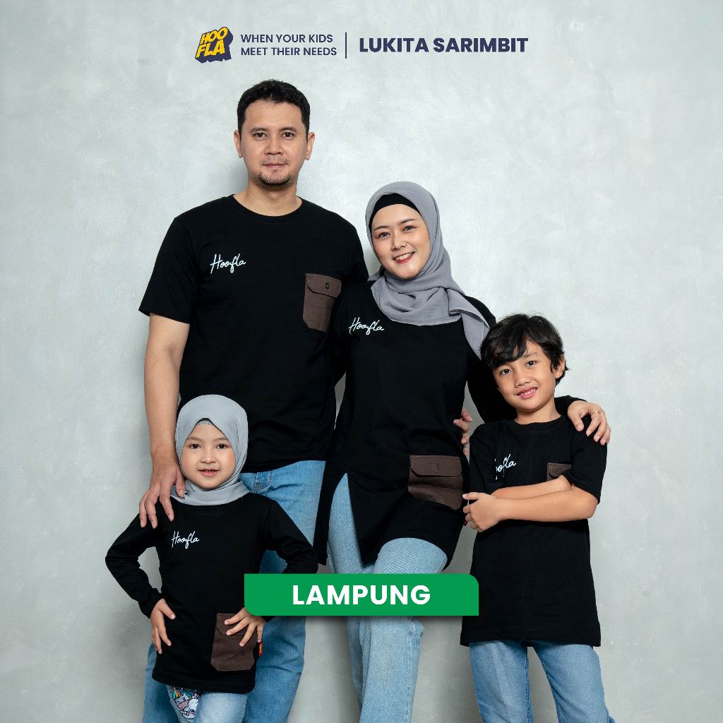 Hoofla Lukita Baju Kaos Couple Keluarga Ayah Ibu Anak Sarimbit Series Hitam