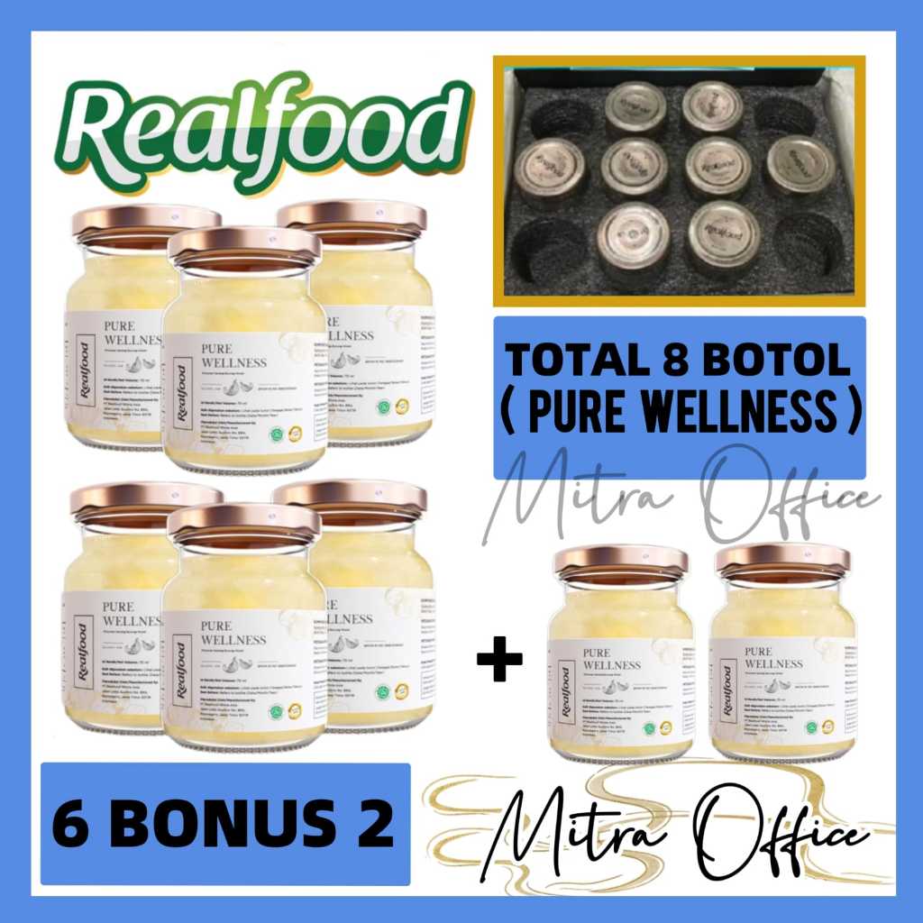 

Realfood Pure Wellness 6 Gratis 2 = 8 Jar ( Minuman Sarang Burung Walet ) RO