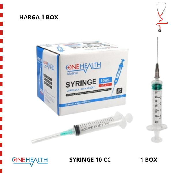 Jarum Suntikan Spuit 10 ml Syringe 10 cc Medis 1 Box Alat Injeksi Suntik Disposable