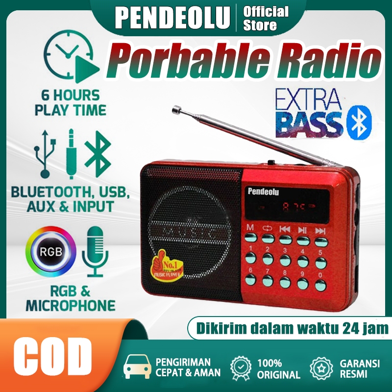 Pendeolu Radio Speaker Portable Murottal Mini Radio Bluetooth Digital FM/SD/USB/MP3 Player/ Radio Mi