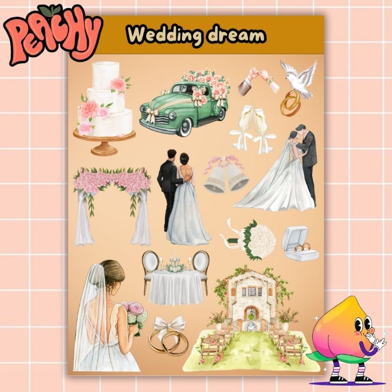 

Peachy SS - Wedding Dream Sticker Sheet | sticker Waterproof | sticker vinyl | sticker deco | sticker tumbler | stiker anti air | sticker buku journal | sticker HP laptop | sticker murah | sticker band | sticker helm | sticker pack | sticker A6 aesthetic