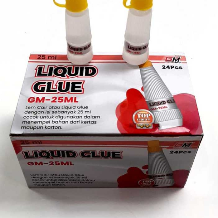 

Harga Grosir Per 1kotak/ 24pcs Lem Glue Cair Botol Perekat Serba Guna GM-25ML