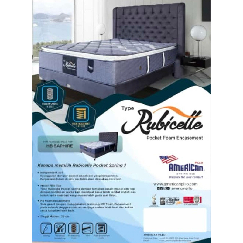 [KEDIRI] Matras Spring Bed Merk American Pillo Rubicelle Pocket Foam Encasement 160 180 x 200 | BACA